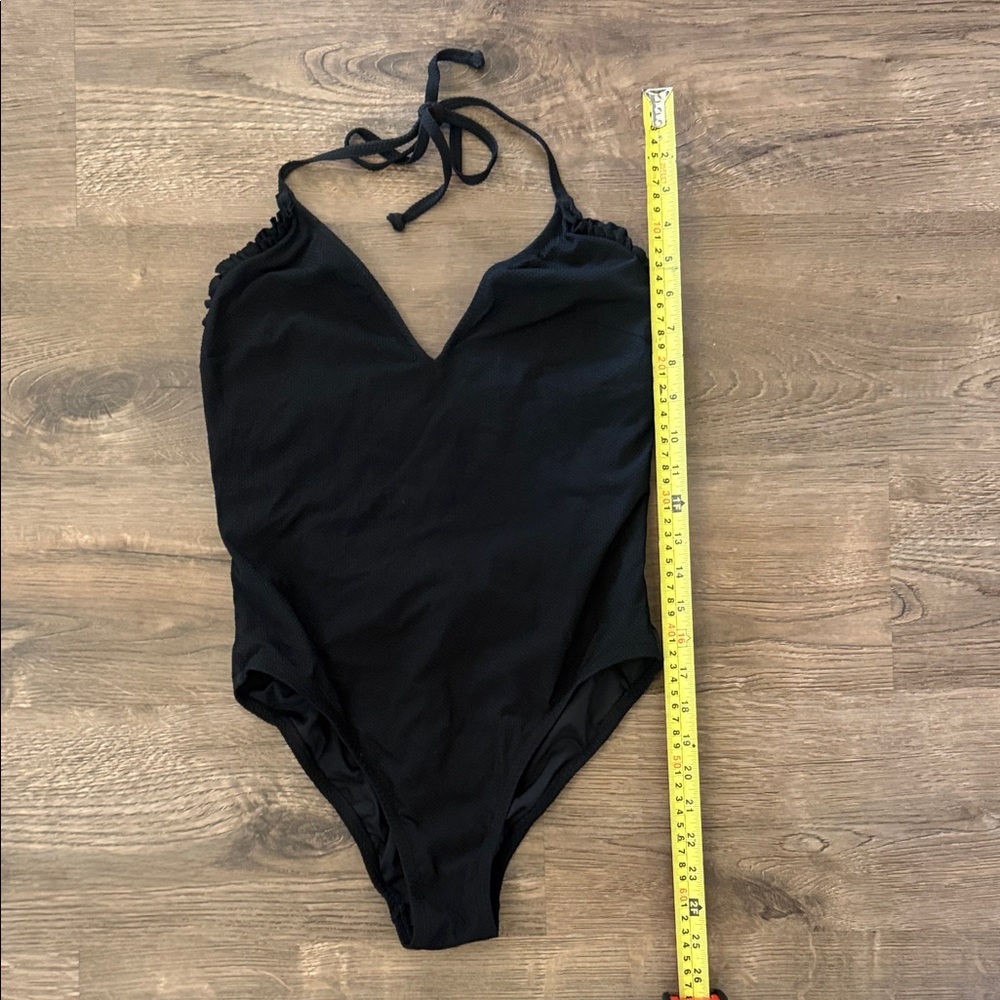J. Crew Black One-Piece ruffle edge Swimsuit Size 6